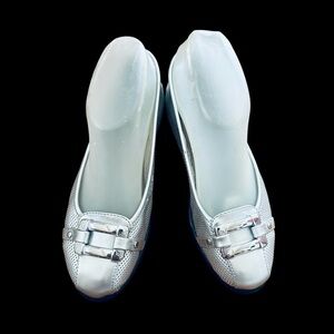 Aerosoles Womens 6 Shoes Taupe Flats Comfort Pumps Slip On Buckle Silver